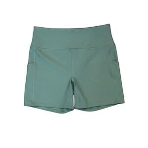 RBX Ribbed High Waisted‎ Athletic Shorts Teal Green Pockets Size L